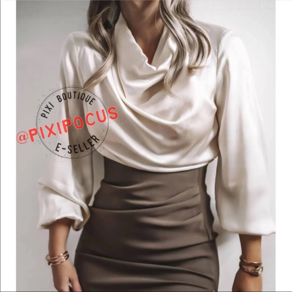 Zara limited edition draped satin blouse ecru large